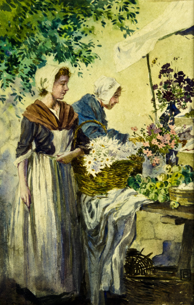 Detail of Breton Flower Stall by Percy Lancaster