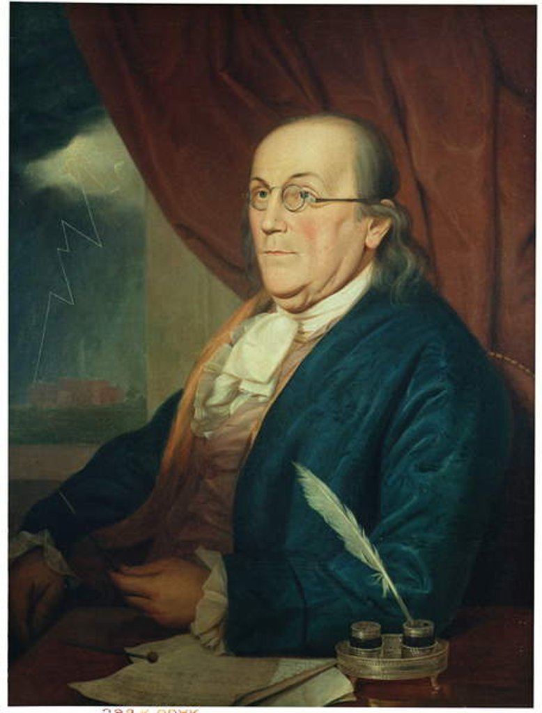 Detail of Portrait of Benjamin Franklin 1789 by Charles Willson Peale