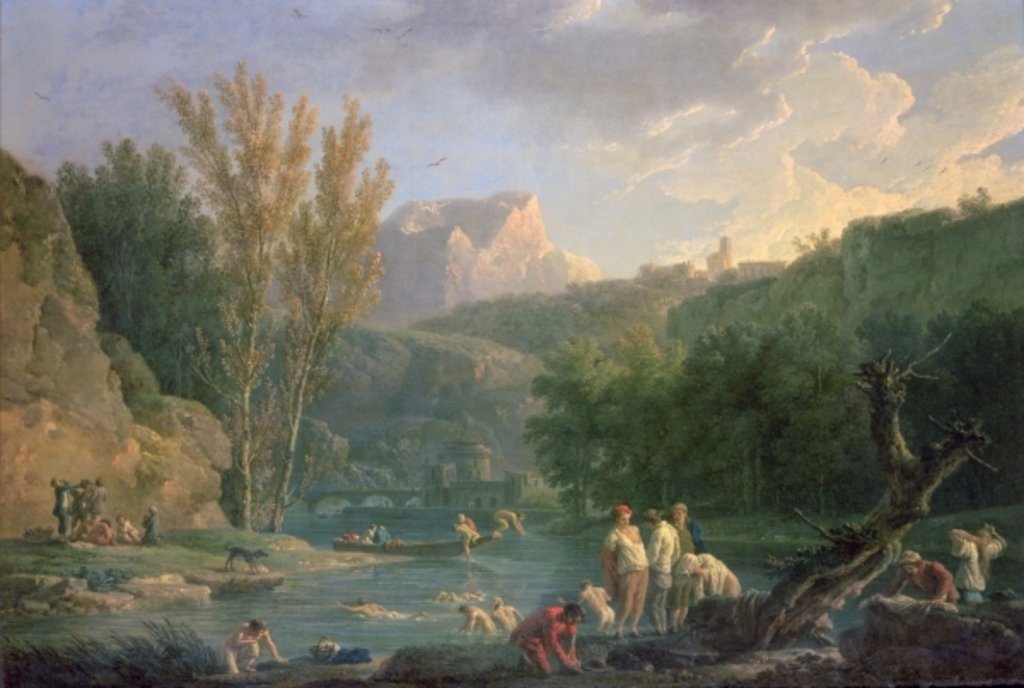 Detail of River Scene with Bathers, 18th century by Claude Joseph Vernet