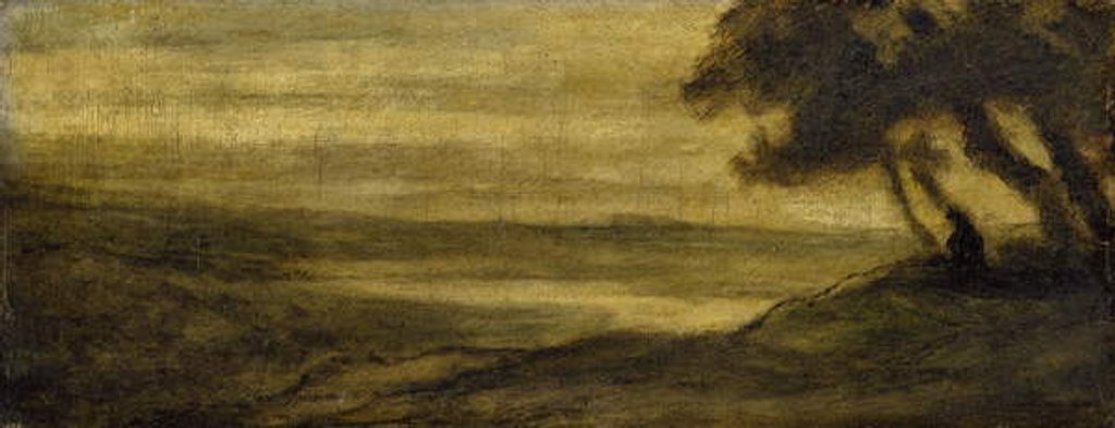 Detail of Landscape with a Figure, c. 1860 by Honore Daumier