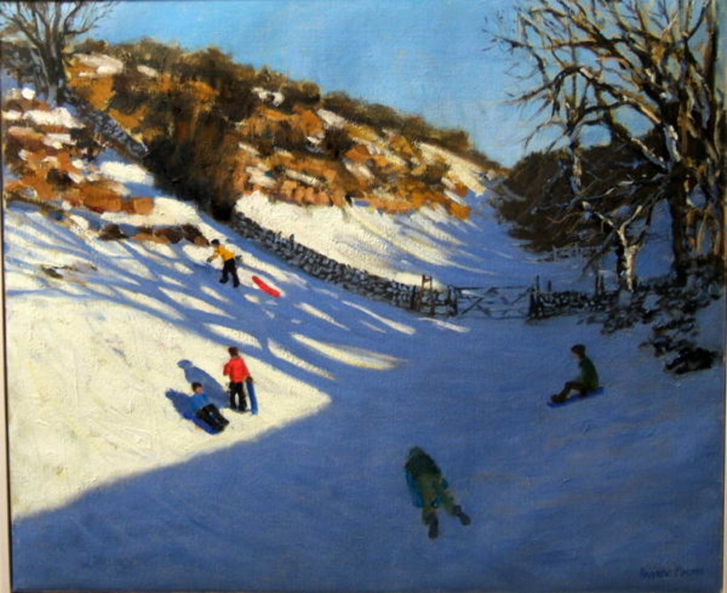 Detail of Snow in the valley, near Monyash, Derbyshire by Andrew Macara