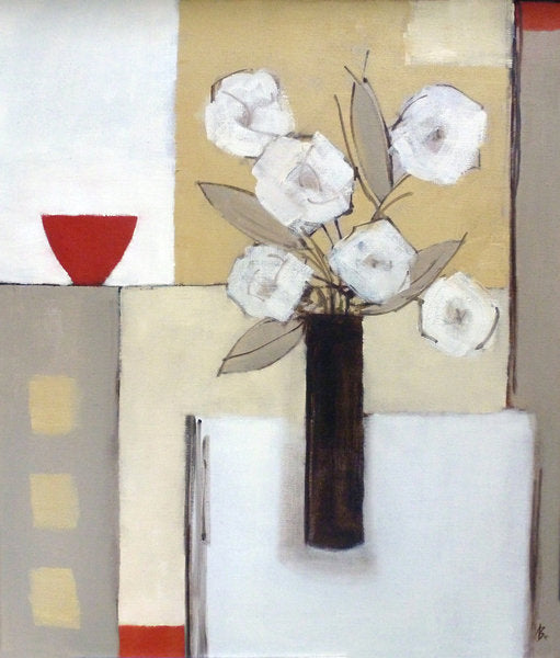 Detail of Red Bowl, White Flowers, 2015 by Ana Bianchi