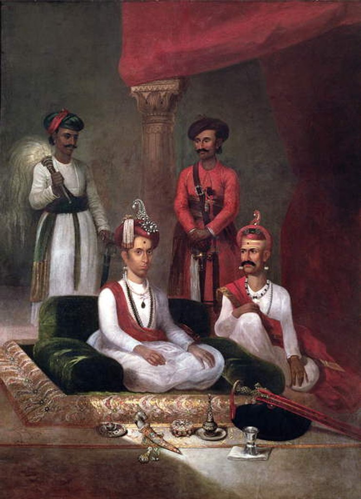 Detail of Madhu Rao Narayan, the Maratha Peshwa with Nana Fadnavis and attendants, Poona, 1792 by James Wales