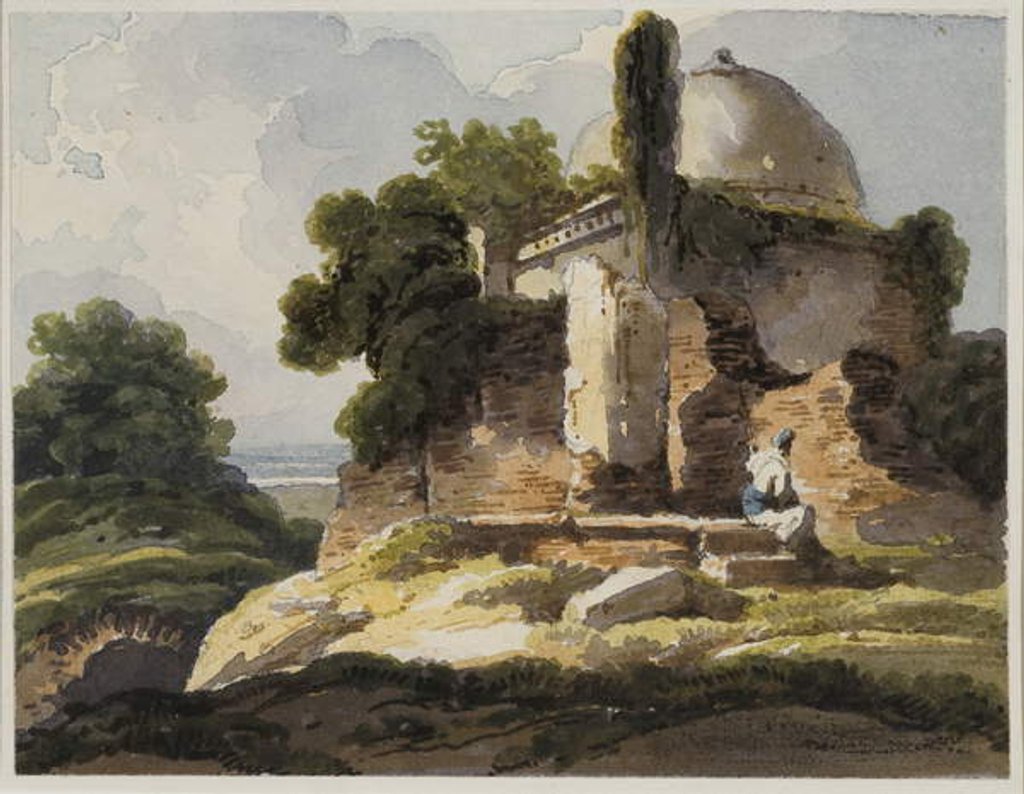 Detail of Landscape view with Muslim domed tomb, 1819 by George Chinnery