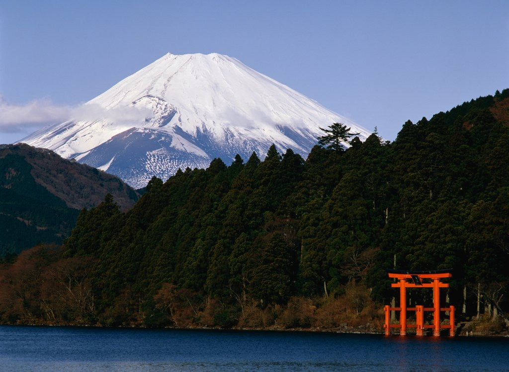 Detail of Mount Fuji and Lake Ashi by Corbis