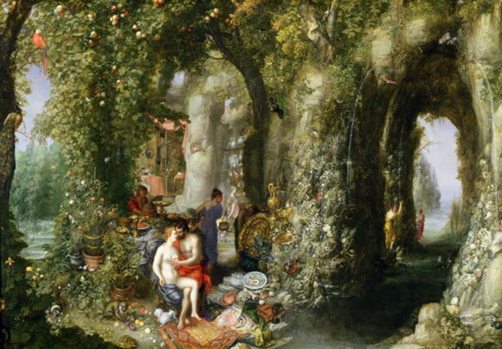 Detail of A Fantastic cave with Odysseus and Calypso by Jan the Elder Brueghel