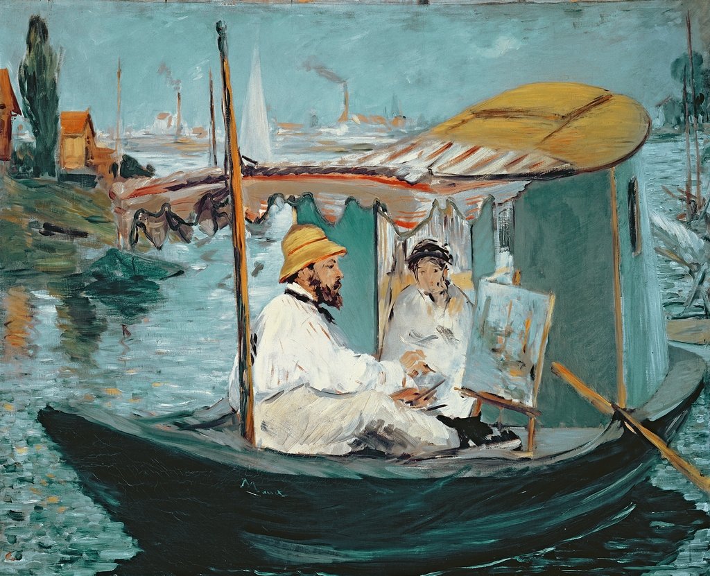 Detail of Monet in his Floating Studio, 1874 by Edouard Manet