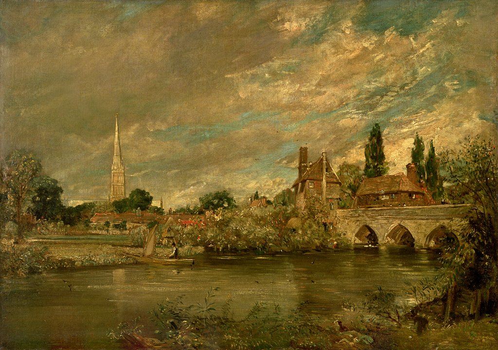 Detail of The Bridge of Harnham and Salisbury Cathedral, c.1820 by John Constable