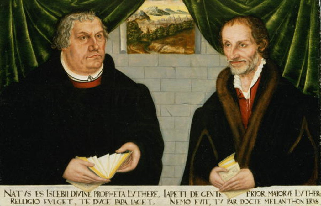 Detail of Double Portrait of Martin Luther and Philip Melanchthon by Lucas the Younger Cranach