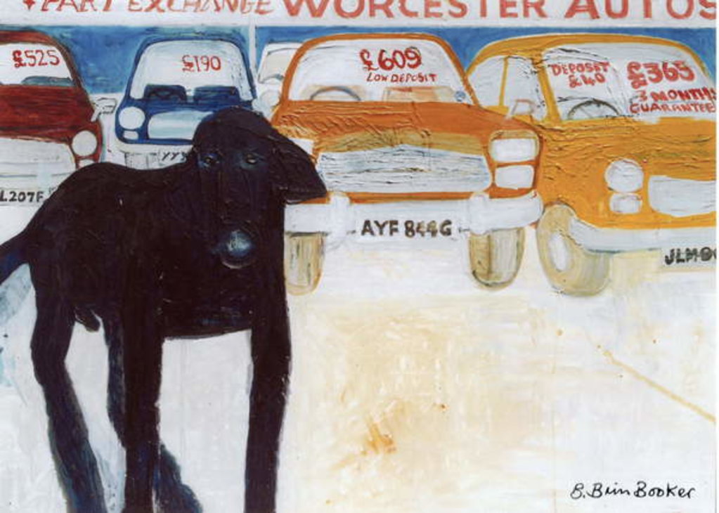 Detail of Rex at Worcester Autos, 'Part Exchange' by Brenda Brin Booker