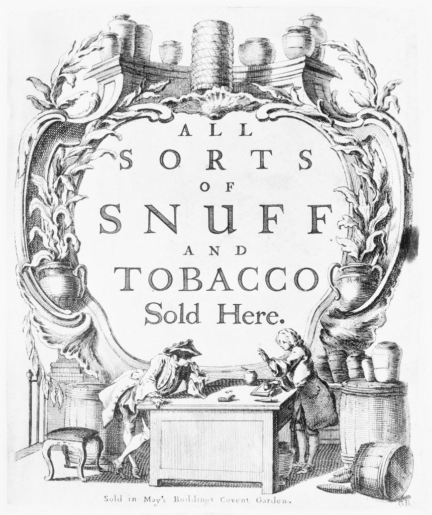 Detail of All Sorts of Snuff and Tobacco Sold Here Copper Engraving by Corbis