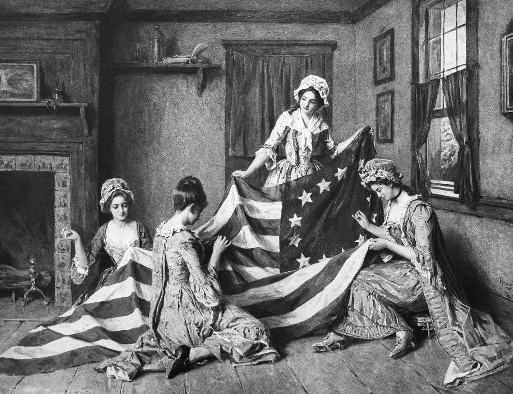 Detail of Painting of Betsy Ross with American Flag by Corbis