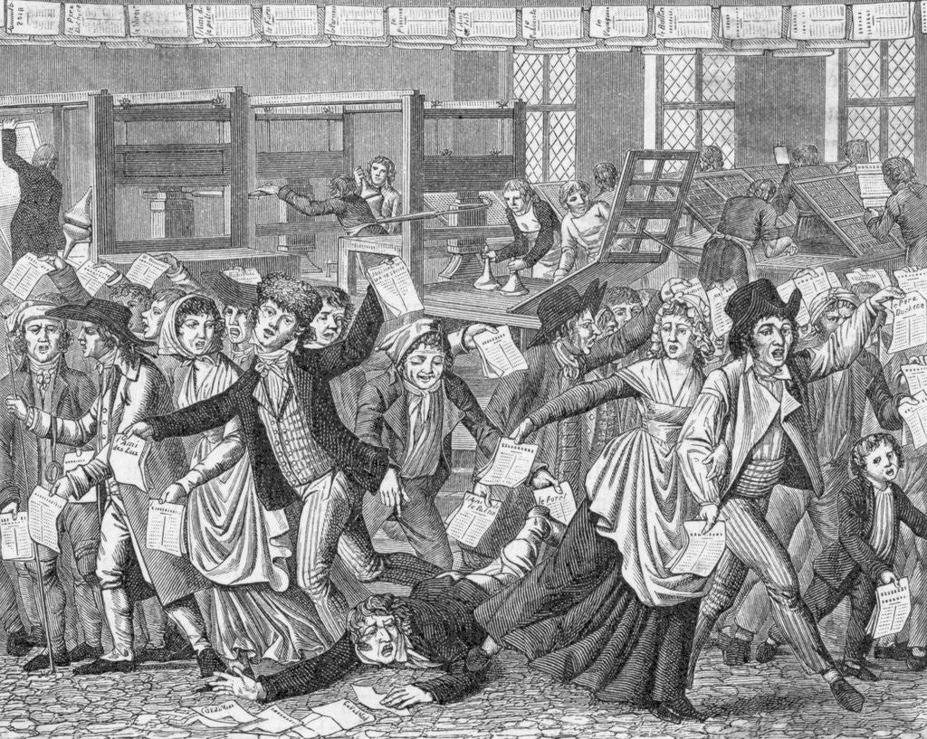 Detail of 18th-Century Cartoon of a Mob Storming a Printers Shop by Corbis