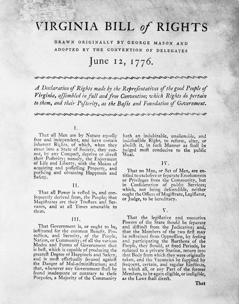 Detail of Bill of Rights of the State of Virginia by Corbis