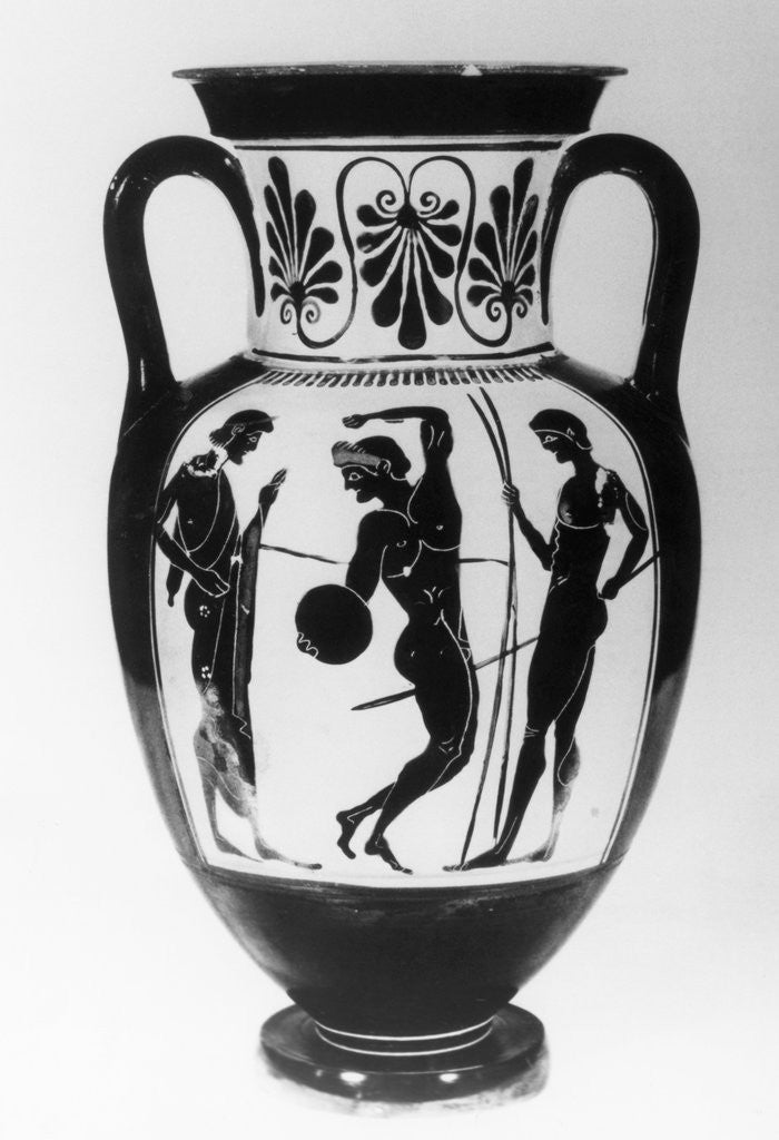 Detail of Greek Vase with Three Athletes by Corbis