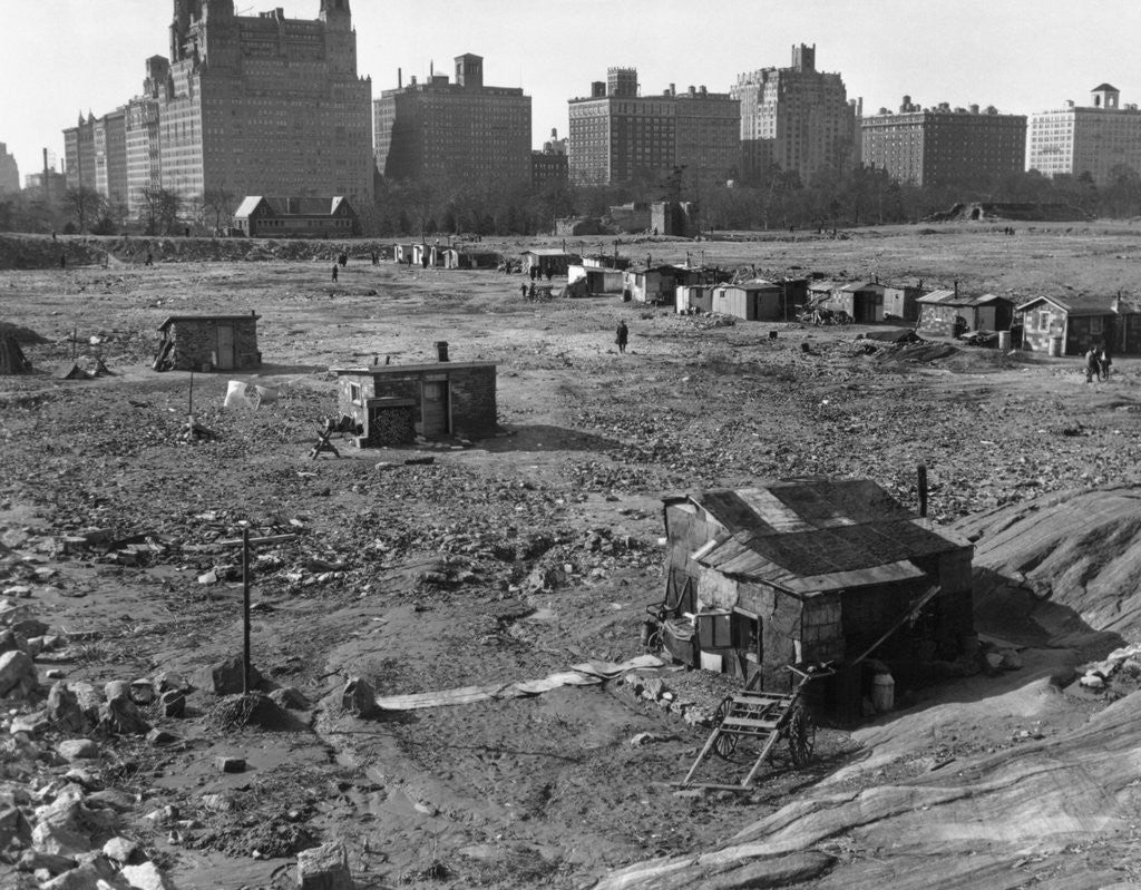 Detail of Hooverville in Central Park 1933 by Corbis