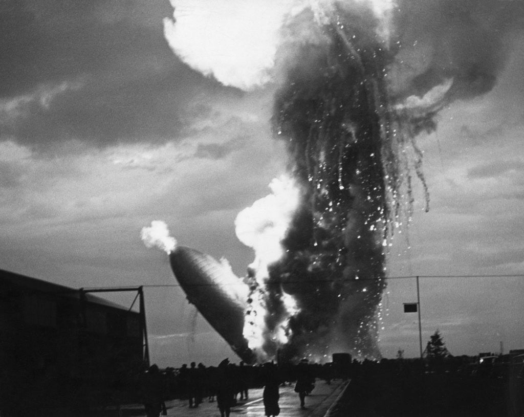 Detail of Zeppelin Hindenburg Burning in Lakehurst by Corbis