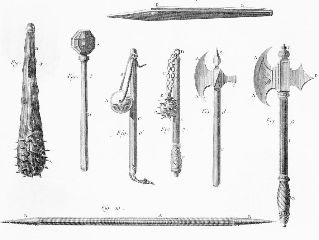 Detail of Book Illustration of Medieval Weapons by Corbis