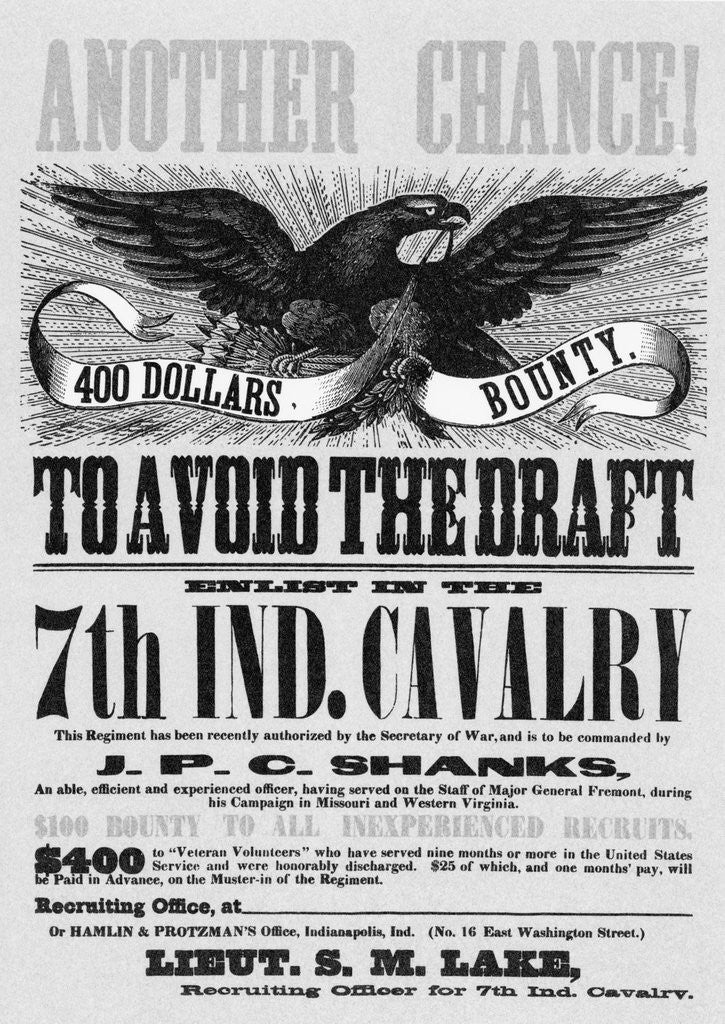 Detail of Civil War Poster Offering Draft Avoidian by Corbis