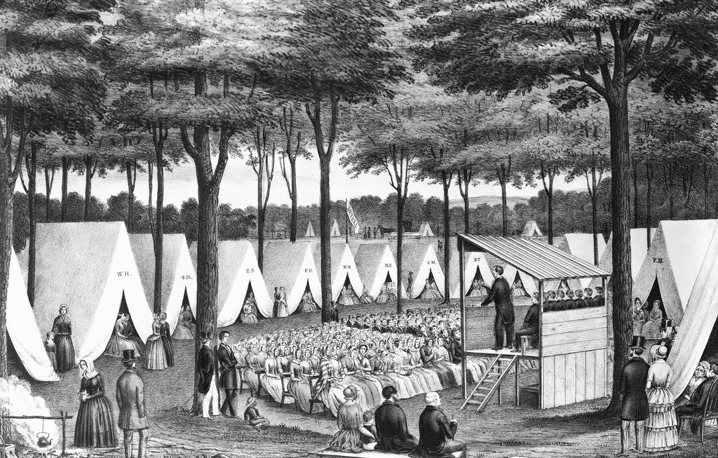 Detail of Methodist Camp Meeting 1850 by Corbis