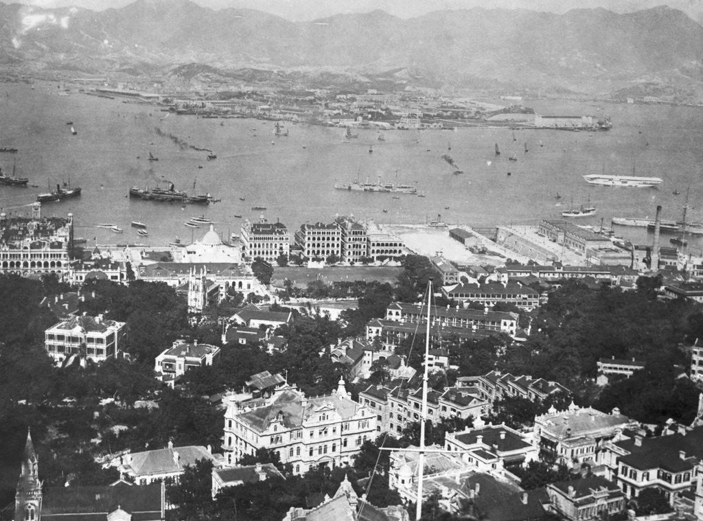 Detail of Overhead View Of Hong Kong Harbor by Corbis