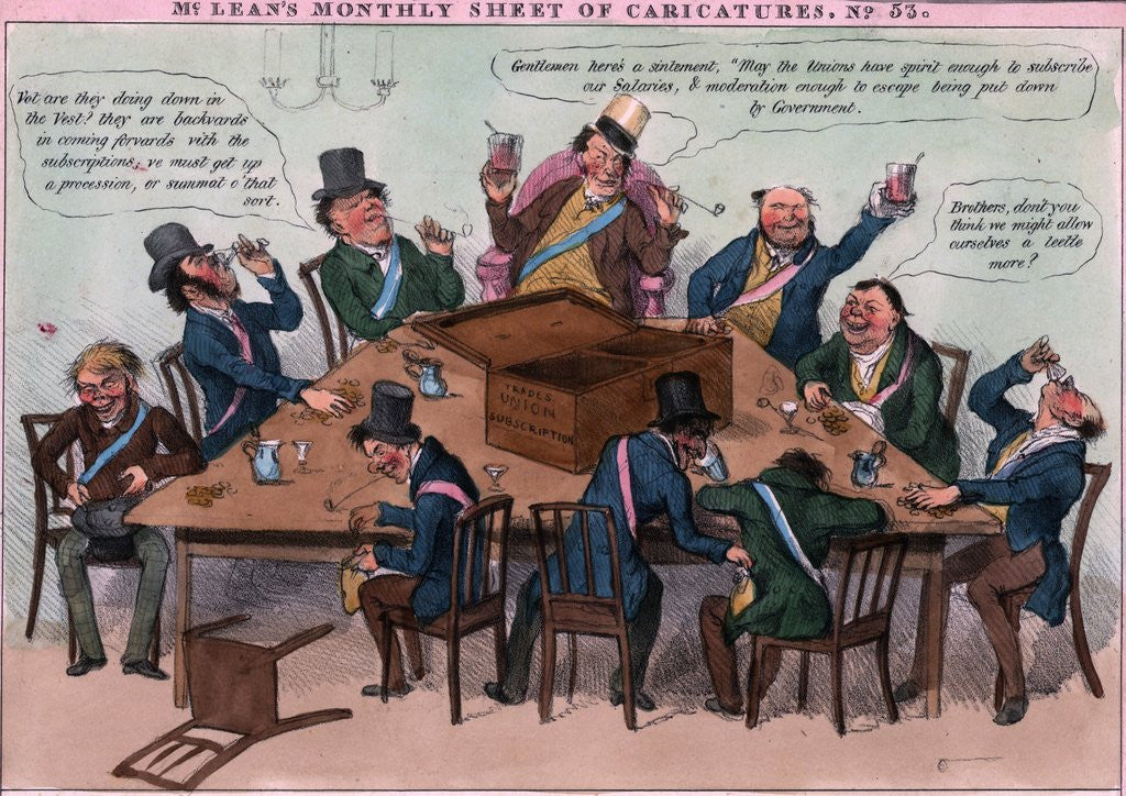 Detail of Political Cartoon Of Trade Union Meeting by Corbis