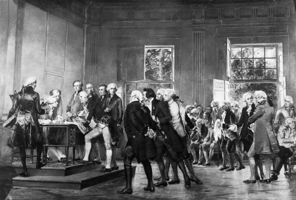 Detail of The Signing of the Declaration of Independence by Sarah Paxton Ball Dodson