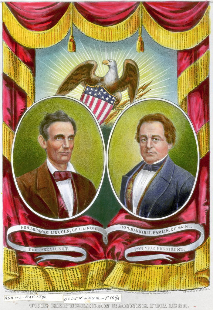 Detail of Abraham Lincoln and Hannibal Hamlin Campaign Banner by Corbis