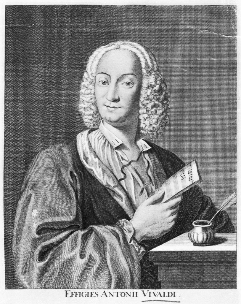 Detail of Engraved Portrait of Antonio Vivaldi by Corbis