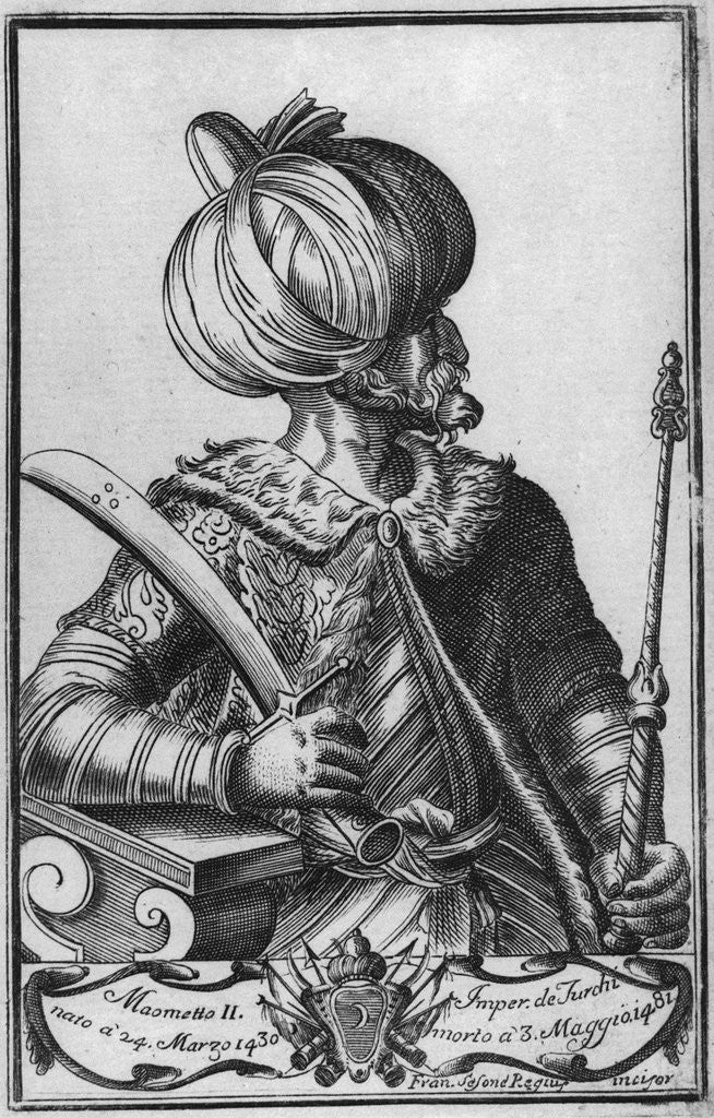 Detail of Engraving Of Mohammed Ii W/Sword & Staff by Corbis