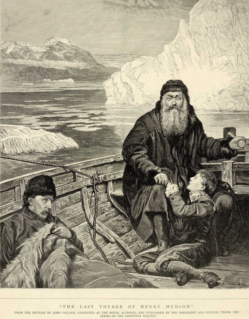 Detail of Engraving After The Last Voyage of Henry Hudson by John Collier