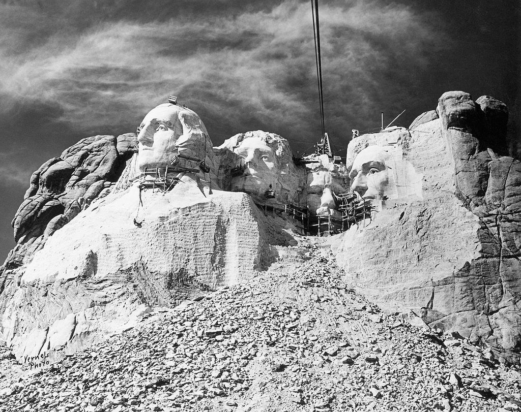 Detail of Mount Rushmore Construction by Corbis