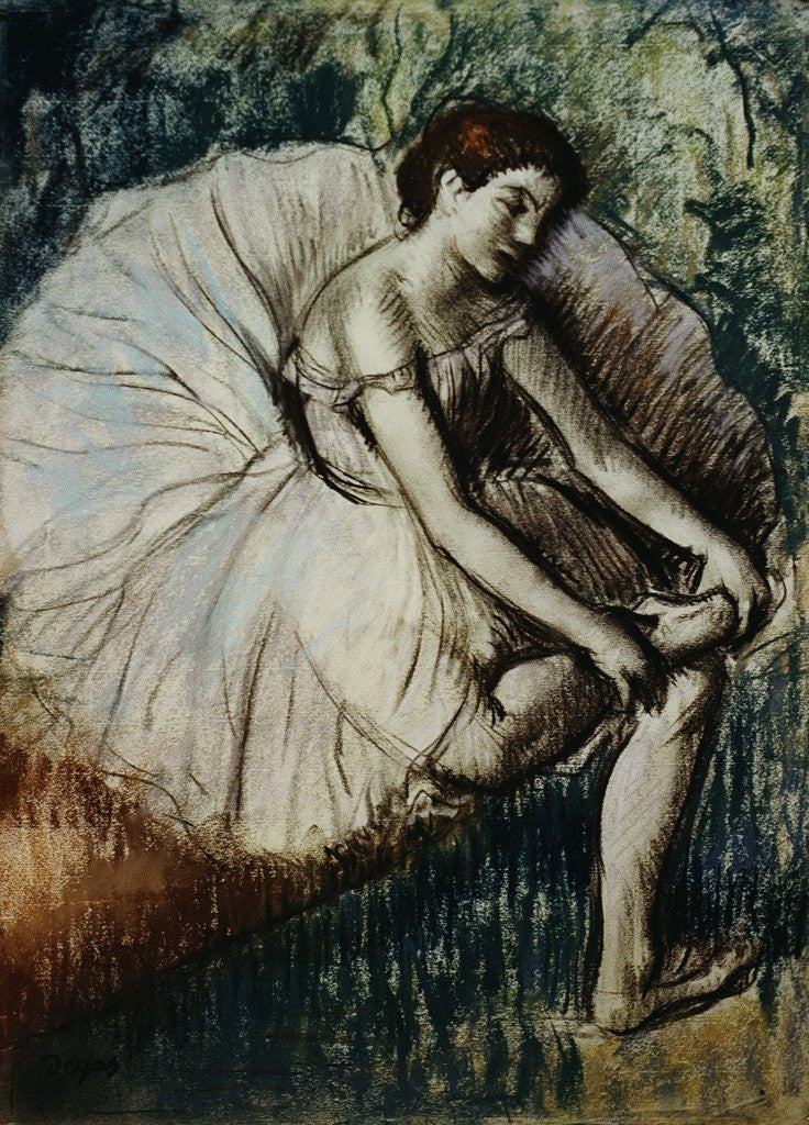 Detail of Tired Dancer by Edgar Degas