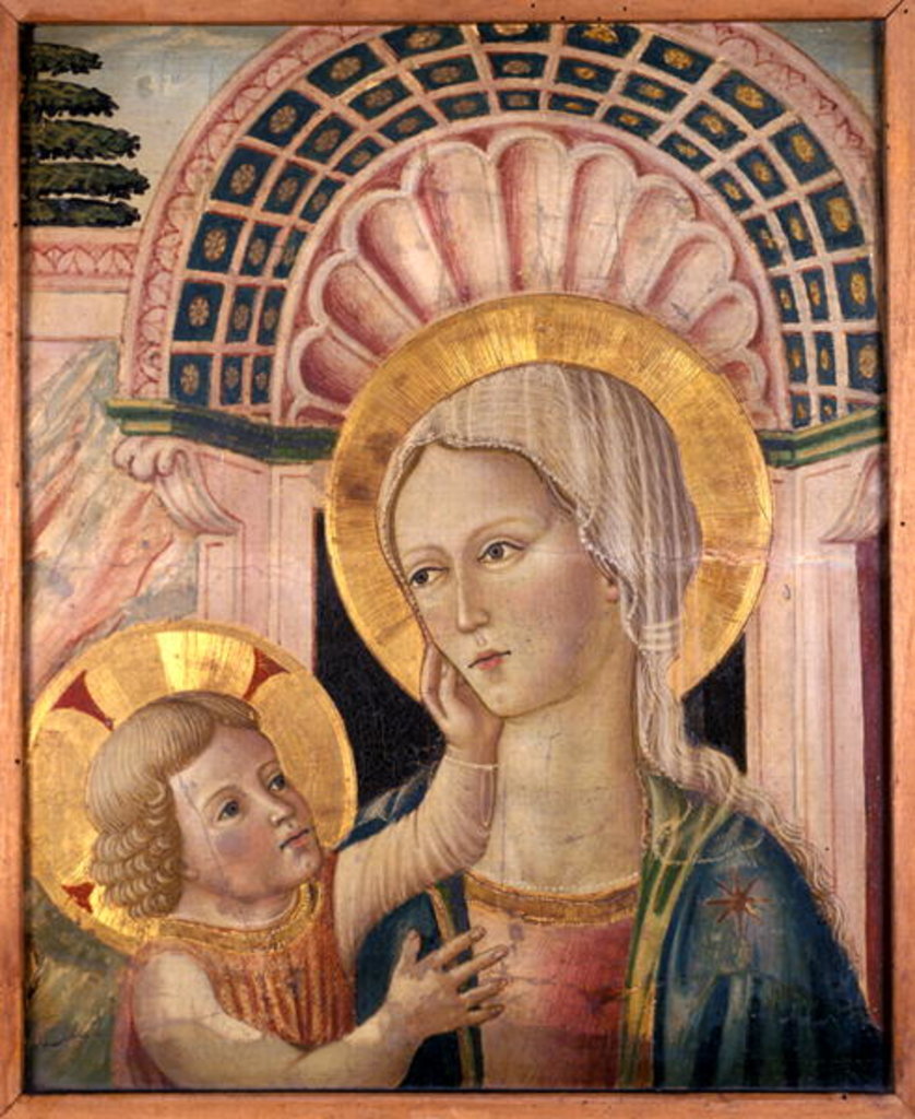 Detail of Madonna and Child in front of a scallop niche by Matteo da Gualdo