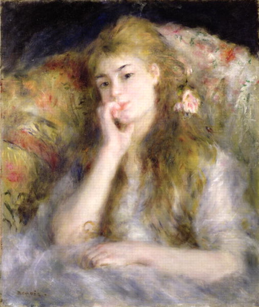 Detail of Young Woman Seated, c.1876-77 by Pierre Auguste Renoir