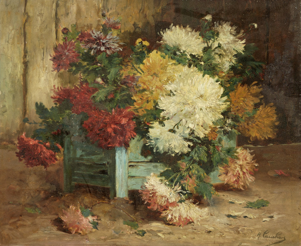 Detail of Dahlias in an Urn by Eugene Henri Cauchois