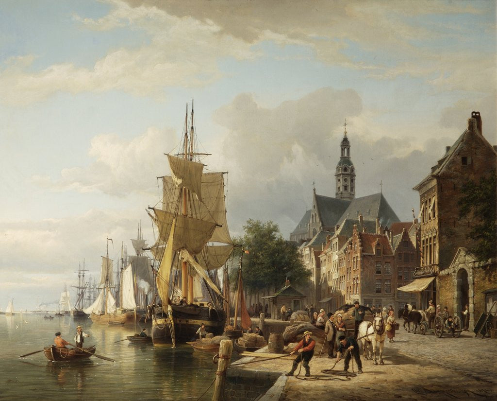 Detail of The Harbour Antwerp by Cornelis Christiaan Dommershuijzen