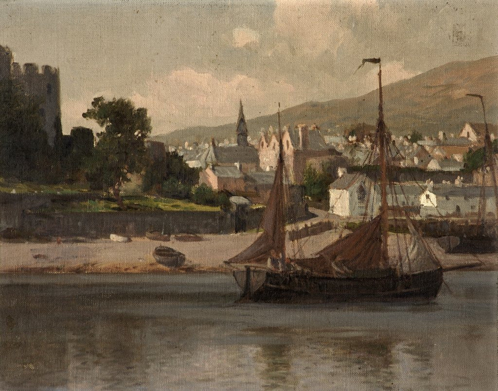 Detail of Castle, River and Barge by Lauritz Holst