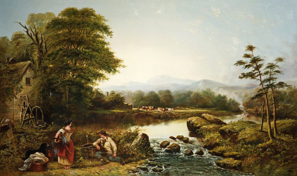 Detail of Landscape with Figures by Waterfall by William Widgery