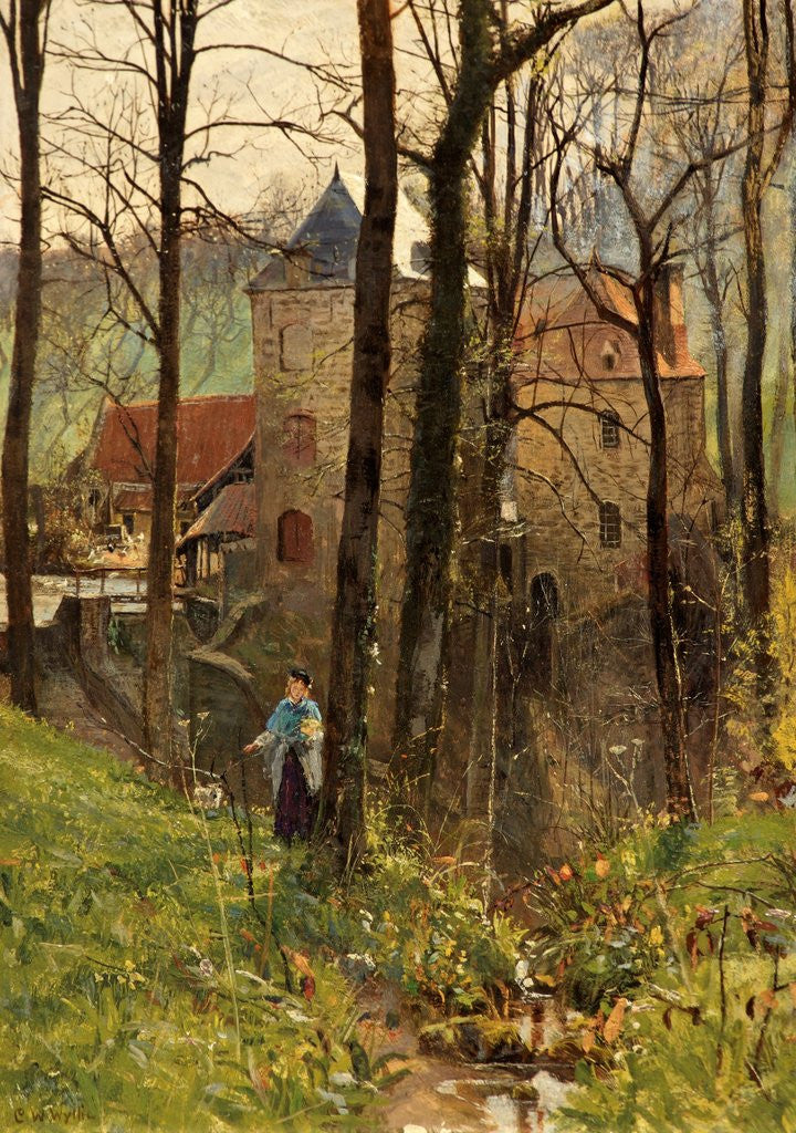 Detail of The Old Mill, Boulogne by Charles W. Wyllie