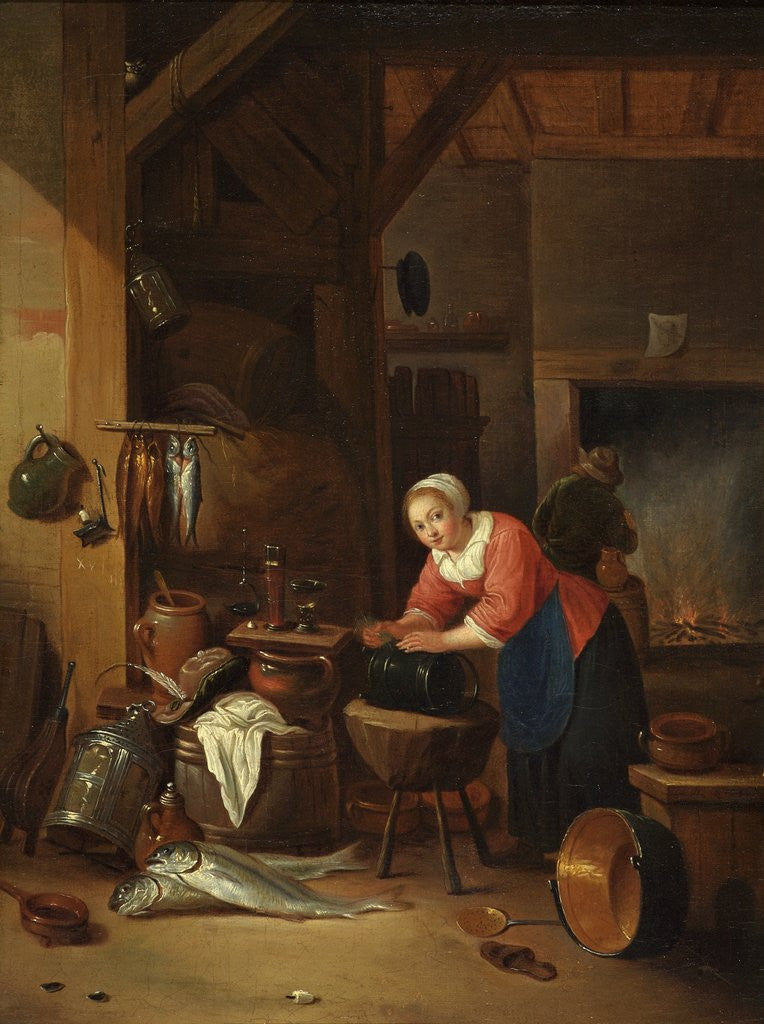 Detail of Interior with Women, Fish, Kettles by Hendrick Maartensz Sorgh