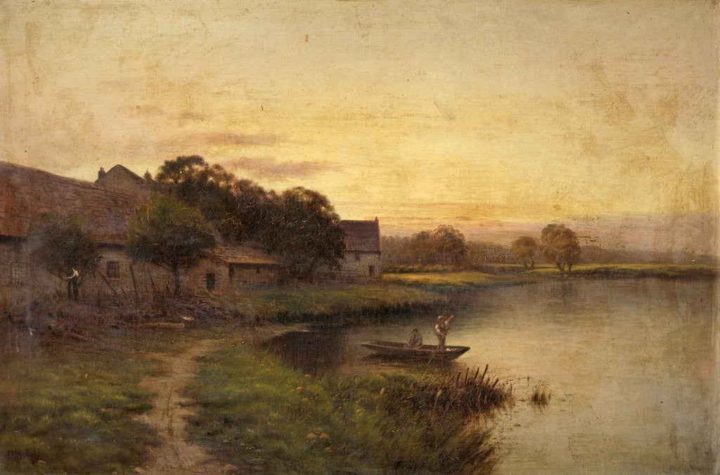 Detail of River Scene with a Punt by B. T. Bradbury