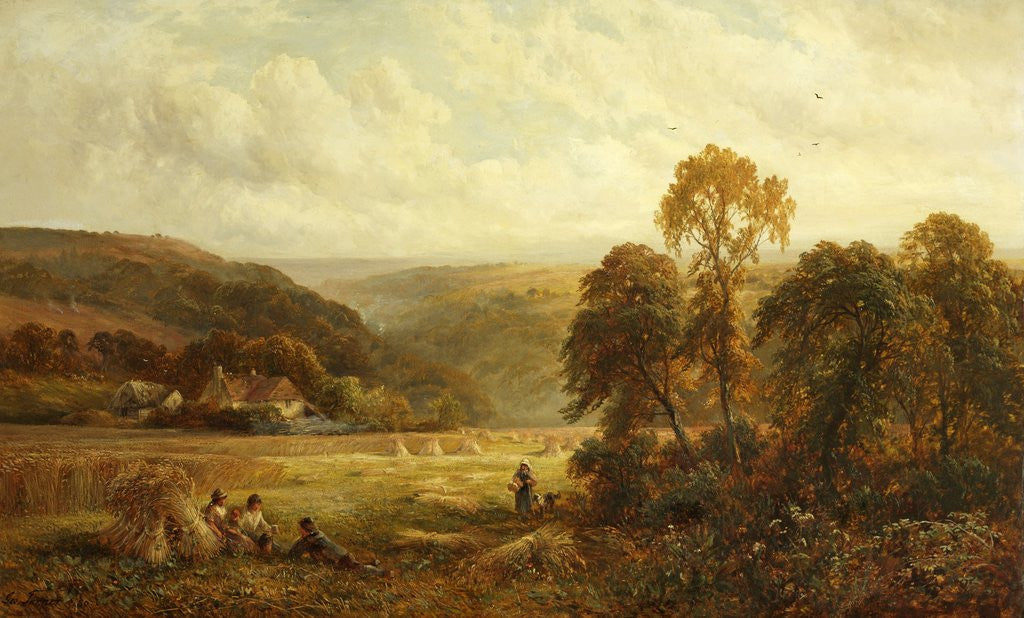 Detail of Harvest Scene in Surrey by George Turner