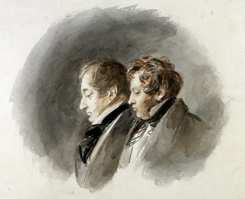 Detail of Portrait of Clarkson Stanfield R.A and Alfred Edward Chalon R.A. by Charles Robert Leslie