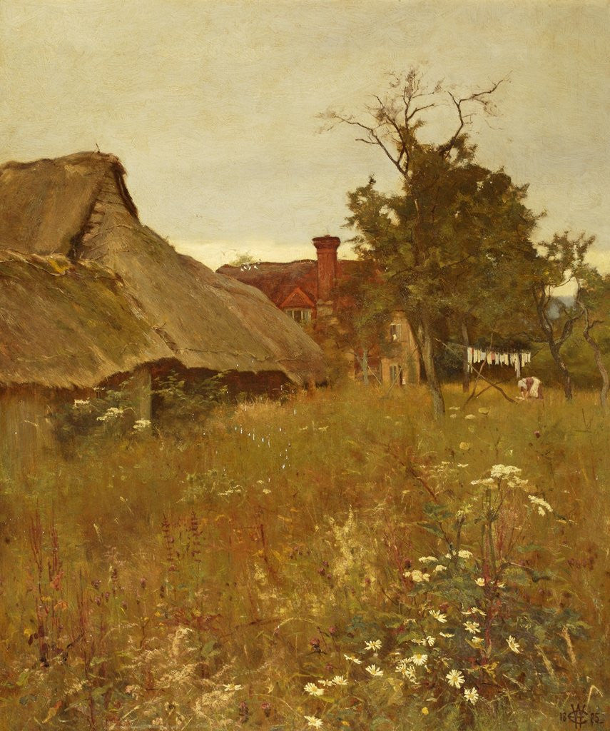 Detail of A Weedy Old Corner or A View of Pondtail Farm, Brockham, Surrey by Edward Wilkins Waite