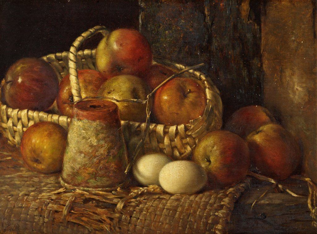 Detail of Still Life with Apples - A Few Blenheims by Miss S. Bright