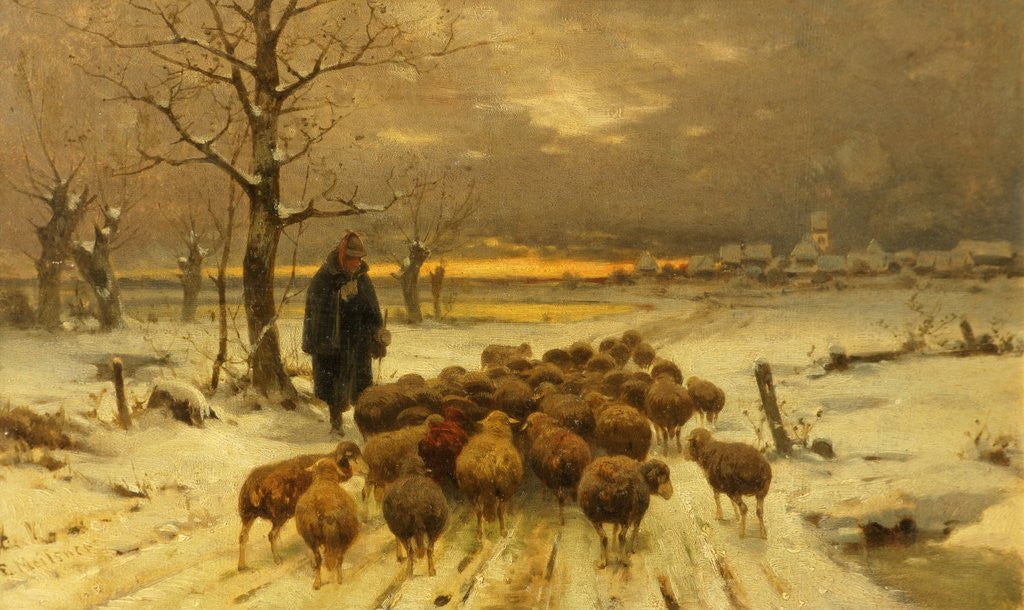 Detail of The Sheep for Fodder Follow by Adolf Ernest Meissner