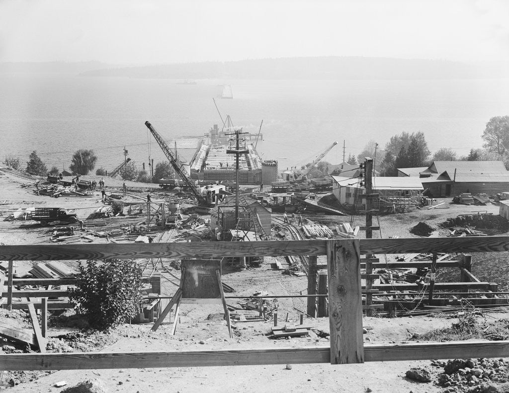 Detail of Construction of Lake Washington Floating Bridge by Corbis