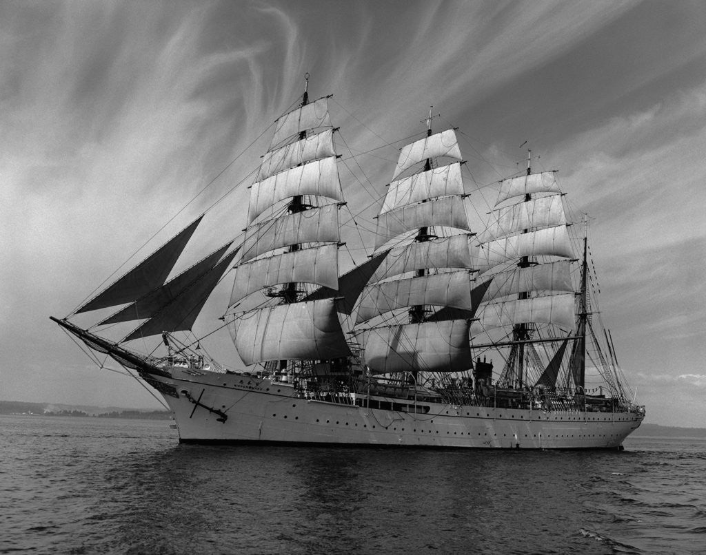 Detail of Sailing Ship Nippon Maru in Puget Sound by Corbis