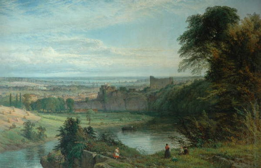 Detail of Landscape with Castle and River and Chepstow Castle, 1862 by Henry Dawson